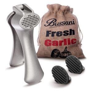 2576 New Pampered Chef Garlic Press - Aluminum with Cleaning Tool