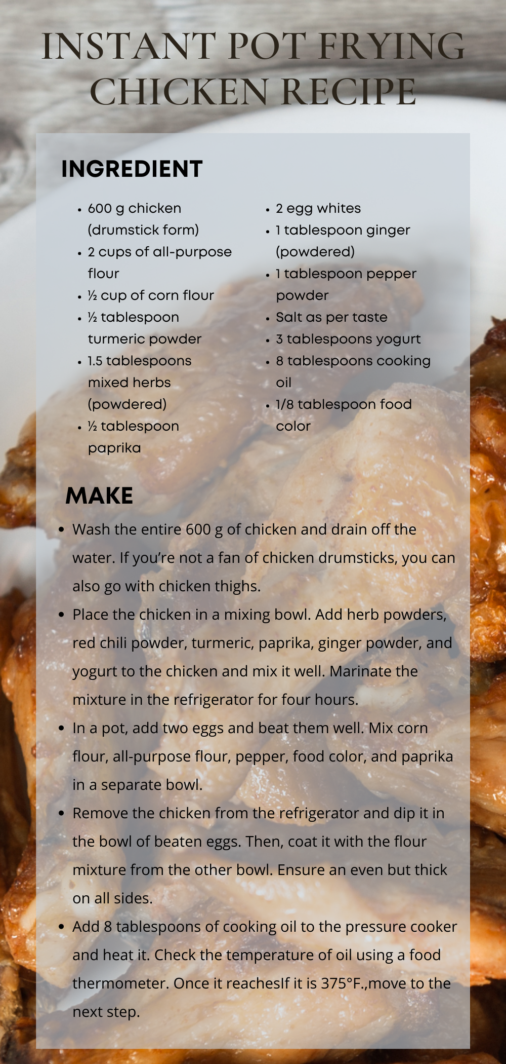 Instant Pot Frying chicken Recipe