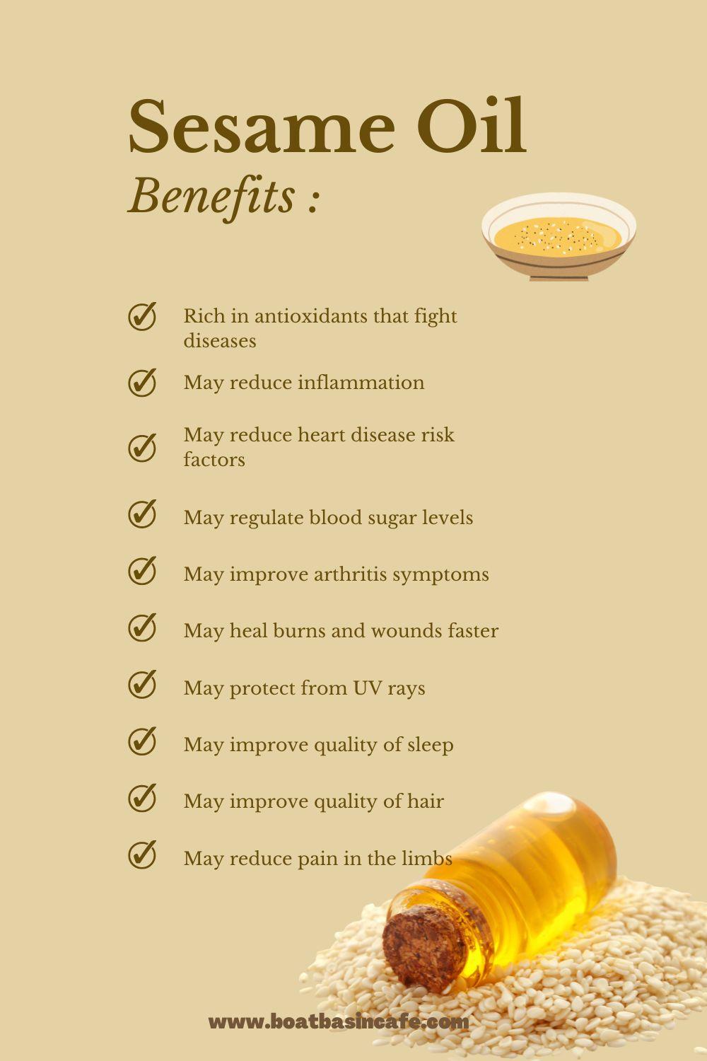 Health Benefits Of Sesame Oil