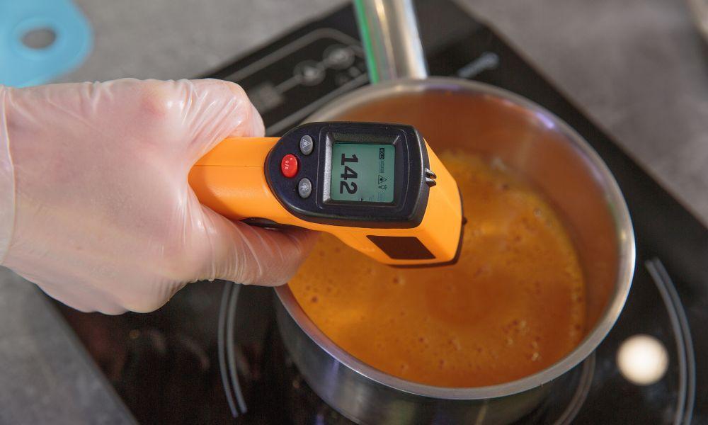 Where should you take the temperature of tomato basil soup