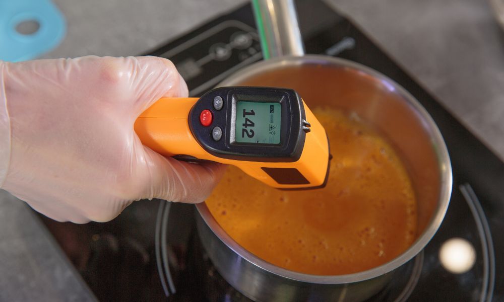 Where should you take the temperature of tomato basil soup