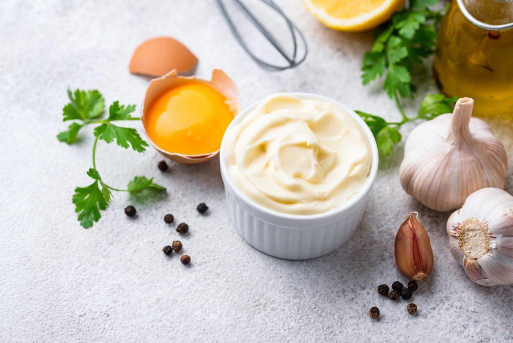 Homemade mayonnaise sauce with ingredient