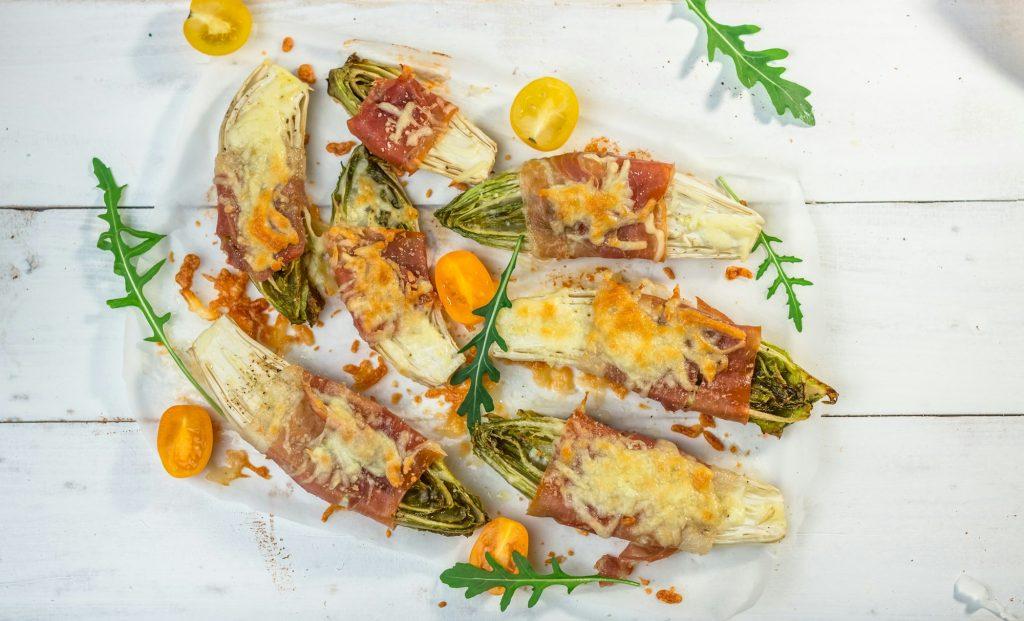 Roasted witlof with prosciutto and mozzarella