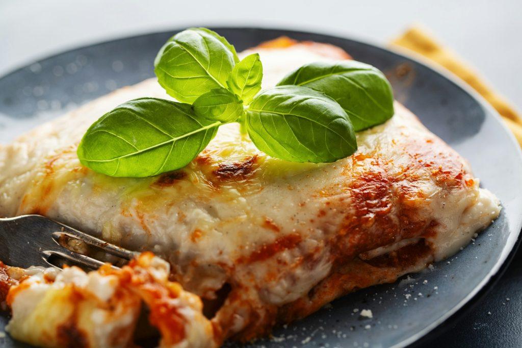 Tasty appetizing classic lasagna on plate